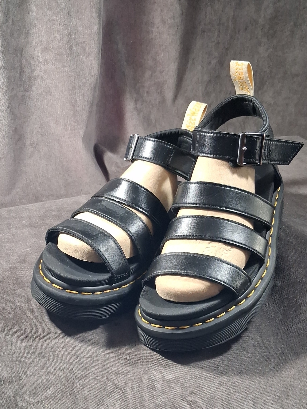 Dr. Martens Black Vegan Leather Blaire Gladiator Felix Buckle Sandals G US 9